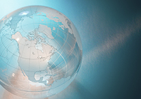 A globe tilted with emphasis on North America. A globe tilted with emphasis on North America.